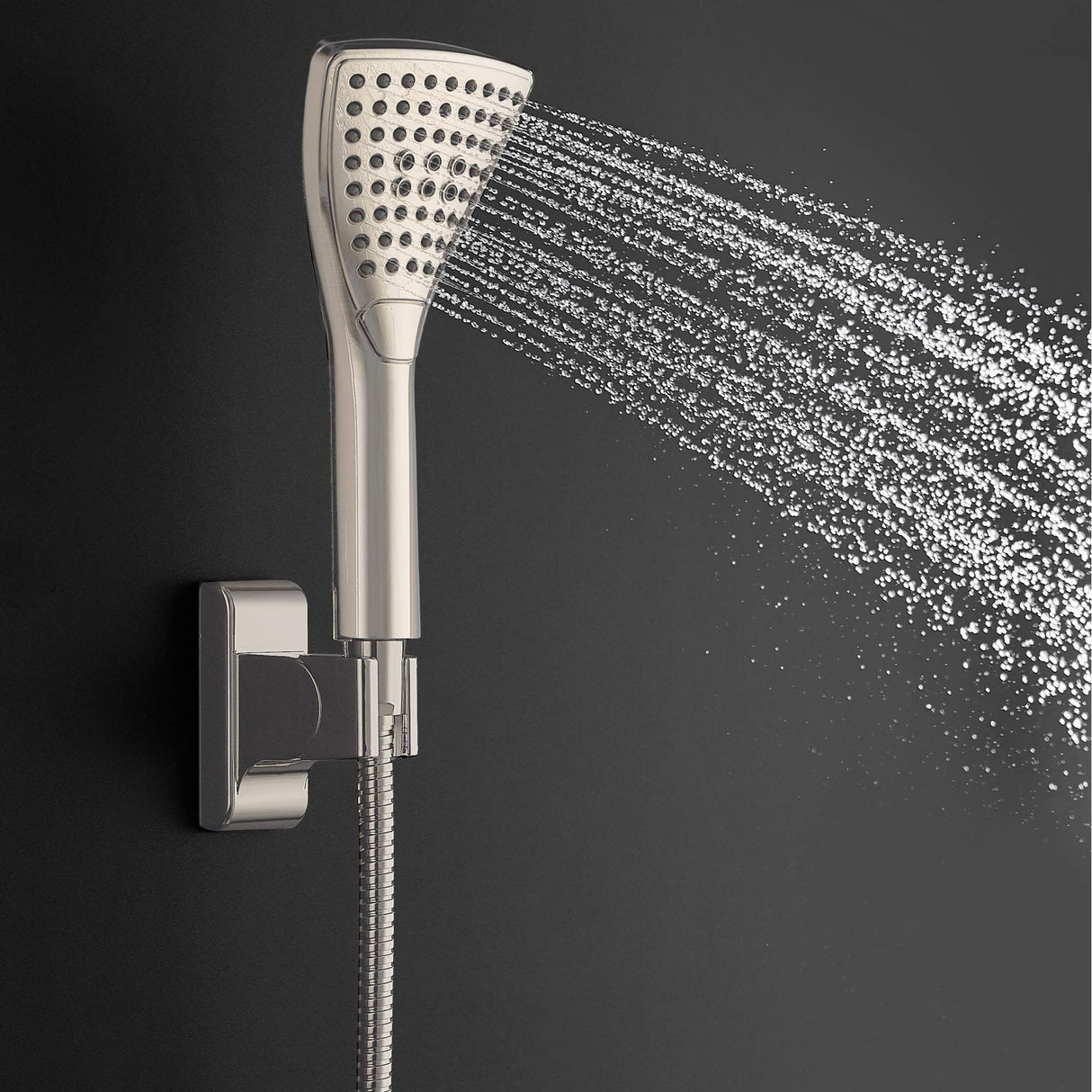 PULSE ShowerSpas 1056-BN PowerShot Shower System with Air-Infused Curved 8" Multi-Pattern Showerhead and 3-Function Hand Shower, Brushed Nickel Finish
