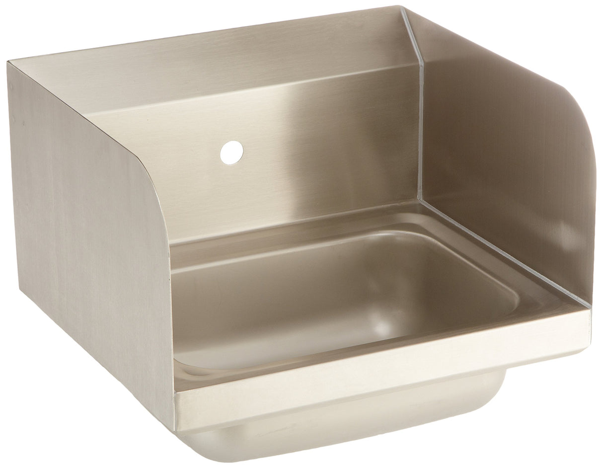 John Boos PBHS-W-1410-1-SSLR Stainless Steel 304 Pro-Bowl Hand Sink, 1 Hole Centered Splash Mount Faucet Location, Left and Right Side Splash, 14" Length x 10" Width 5" Depth, 1-7/8" Drain