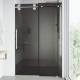 VIGO Adjustable 56-60" W x 74" H Elan Frameless Sliding Shower Door with Black Tint Tempered Glass, Reversible Handle in Stainless Steel