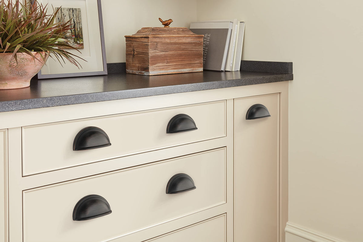Amerock Cabinet Cup Pull Oil Rubbed Bronze 3 inch (76 mm) Center to Center Cup Pulls 1 Pack Drawer Pull Drawer Handle Cabinet Hardware