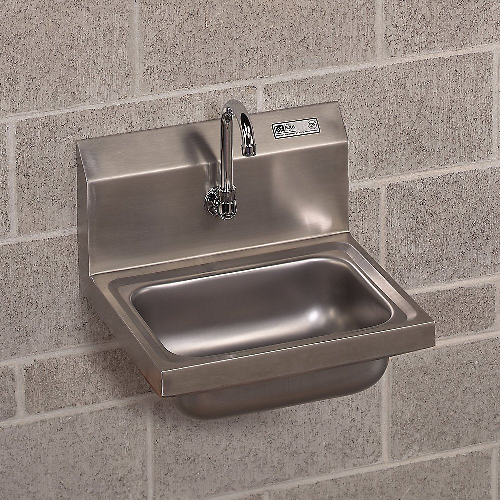 John Boos PBHS-W-1410-EE Wall-Mount Sink - 17X15x12-3/4" With Automatic Faucet