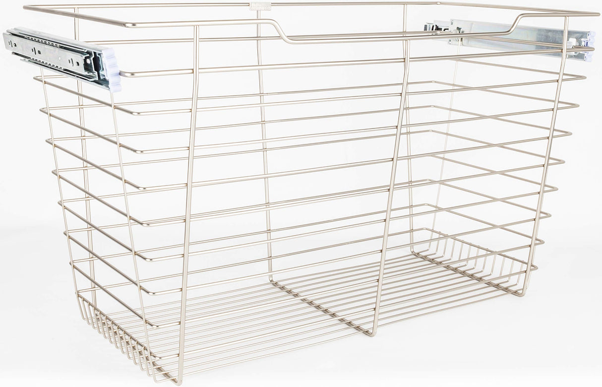 Hardware Resources POB1-162317SN Satin Nickel Closet Pullout Basket with Slides 16"D x 23"W x 17"H