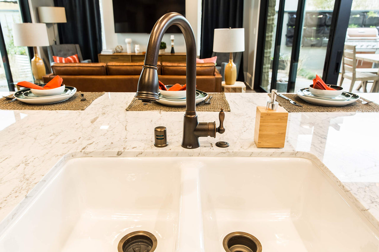 Danze D454410BR Prince Single Handle Pull-Down Kitchen Faucet with SnapBack Retraction, Tumbled Bronze