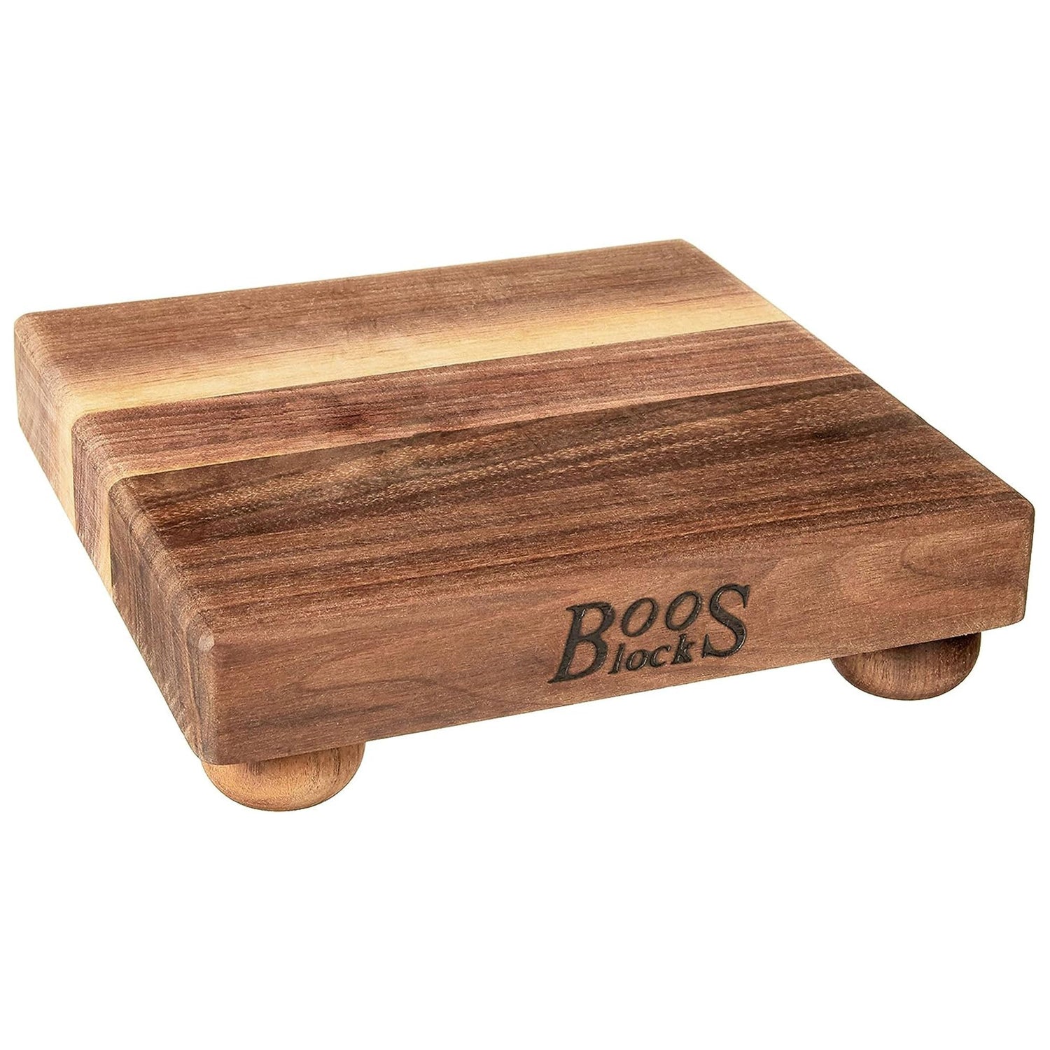 John Boos WAL-B9S Small Walnut Wood Cutting Board for Kitchen Prep 9 x Inches, 1.5 Inch Thick Edge Grain Square Charcuterie Block with Wooden Bun Feet 09X09X1.5 WAL-EDGE GR WAL BUN FT