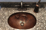 Premier Copper Products LO19FKOIDB 19-Inch Oval Under Counter Hammered Copper Bathroom Sink with Koi Fish Design