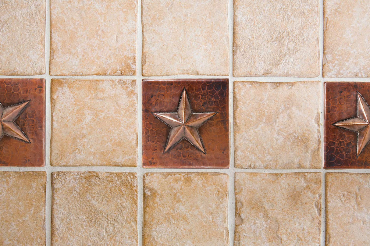 Premier Copper Products T4DBS 4-Inch by 4-Inch Copper Star Tile, Oil Rubbed Bronze