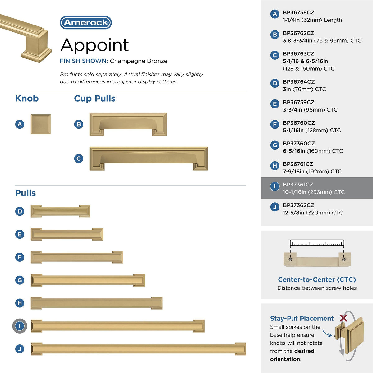 Amerock BP37361CZ Champagne Bronze Cabinet Pull 10-1/16 in (256 mm) Center-to-Center Cabinet Handle Appoint Drawer Pull Kitchen Cabinet Handle Furniture Hardware
