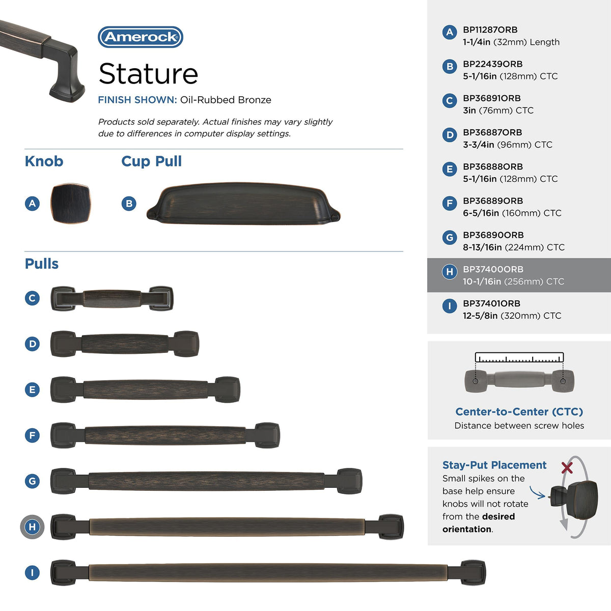 Amerock BP37400ORB Oil Rubbed Bronze Cabinet Pull 10-1/16 in (256 mm) Center-to-Center Cabinet Handle Stature Drawer Pull Kitchen Cabinet Handle Furniture Hardware