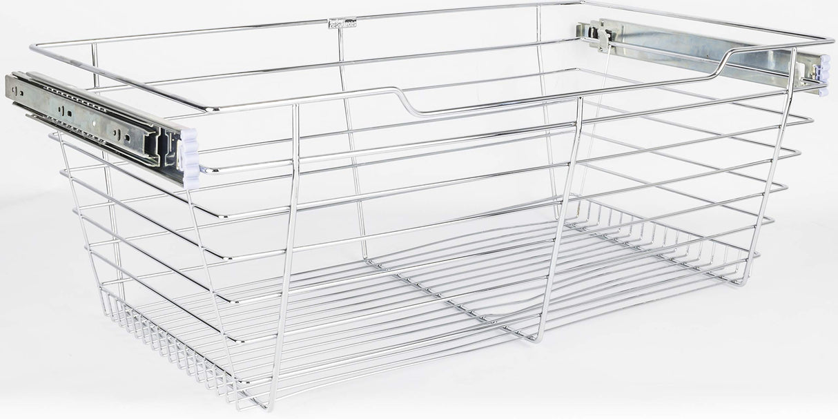Hardware Resources POB1-162911CH Chrome Closet Pullout Basket with Slides 16"D x 29"W x 11"H