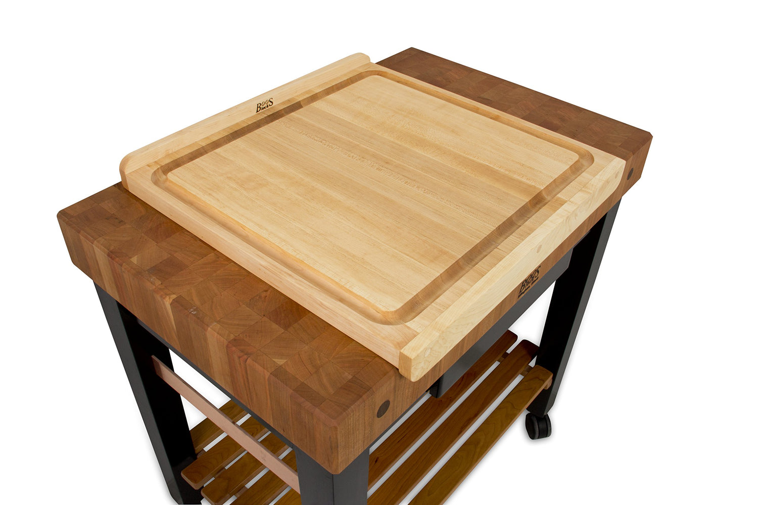 John Boos KNEB24S Maple Wood Cutting Board for Kitchen Prep, 23.75" x 23.75", 1.25 Inch Thick, Edge Grain Reversible Charcuterie Block with Juice Groove 23.75X23.75 MPL-EDGE GR-KNEAD BRD-