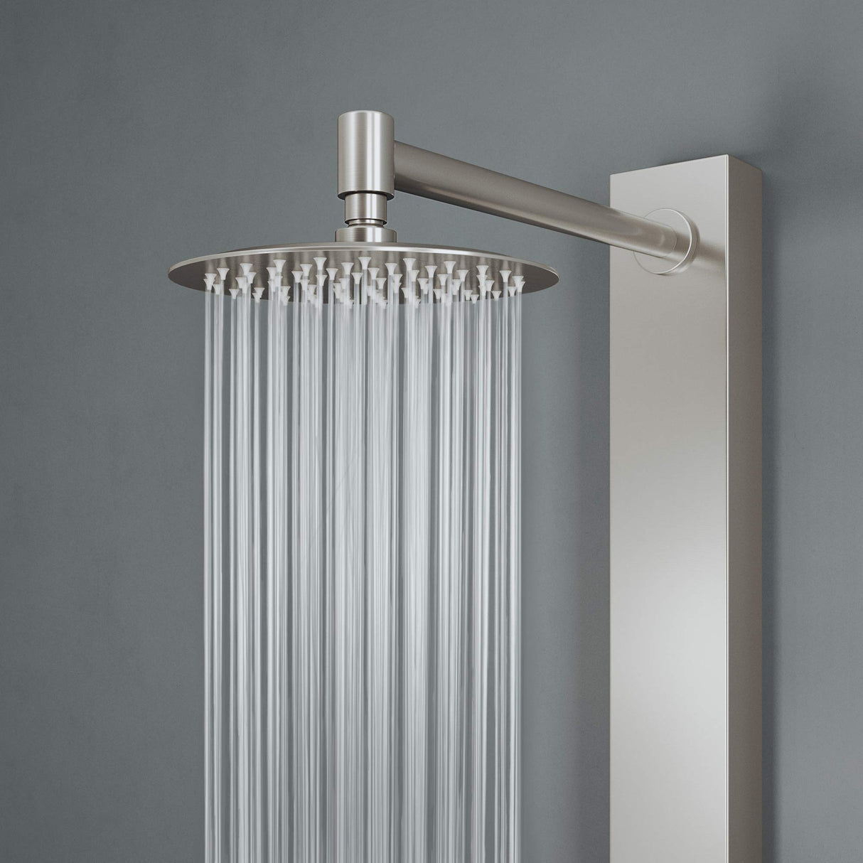 VIGO 20" W x 39" H Gardenia 2-Jet Stainless Steel Shower Panel, Thermostatic, Volume, Dual Function Control Type and Handheld Showerhead - VG08016ST