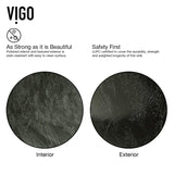 VIGO VGT577 16.5" L -16.5" W -11.63" H Handmade Countertop Glass Round Vessel Bathroom Sink Set in Gray Onyx Finish with Matte Black Single-Handle Waterfall Single Hole Faucet and Pop Up Drain
