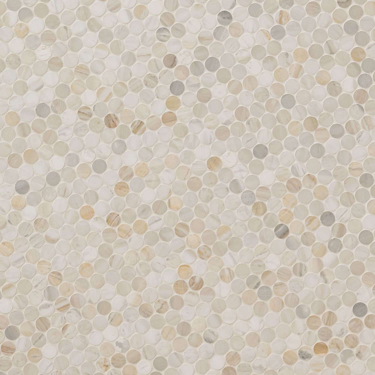 MSI Athena Gold 12 in. x 12 in. (CASE) Pennyround Honed Marble Mesh Mounted Mosaic Tile for Bathroom, Kitchen Backsplash, Accent Wall Tile, and Shower Wall Tile, Sample