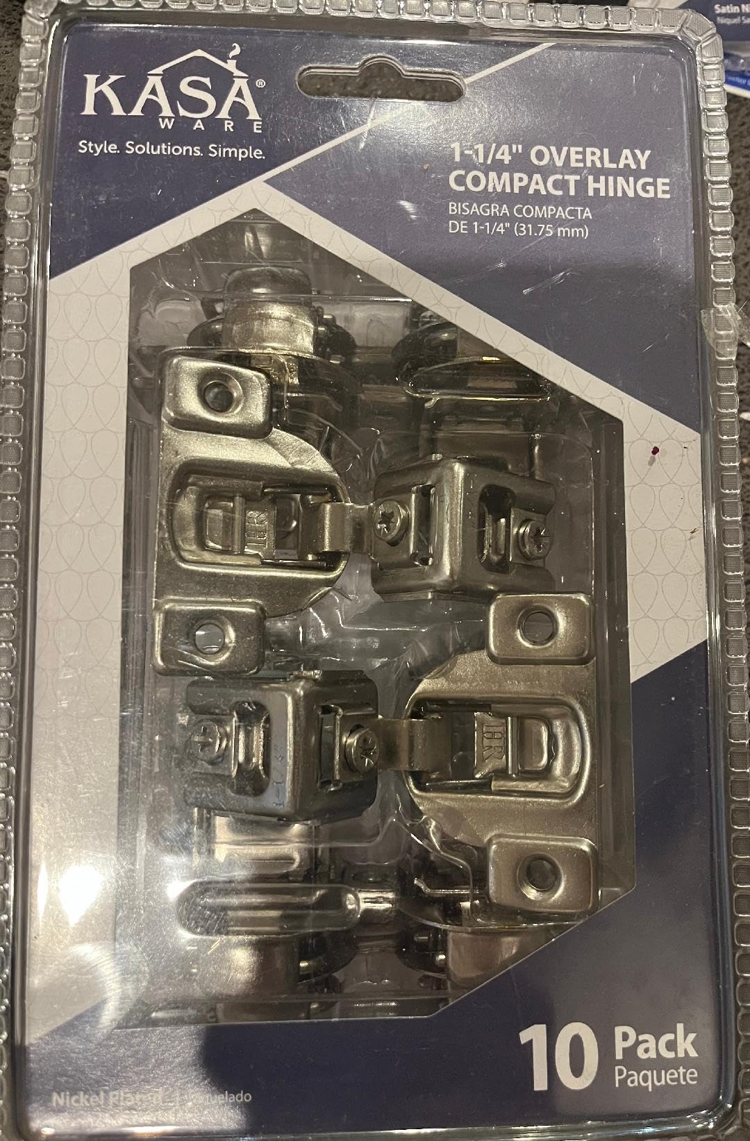 KasaWare KFHCN114-A-10 1-1/4" Overlay Compact Hinge, 10-pack