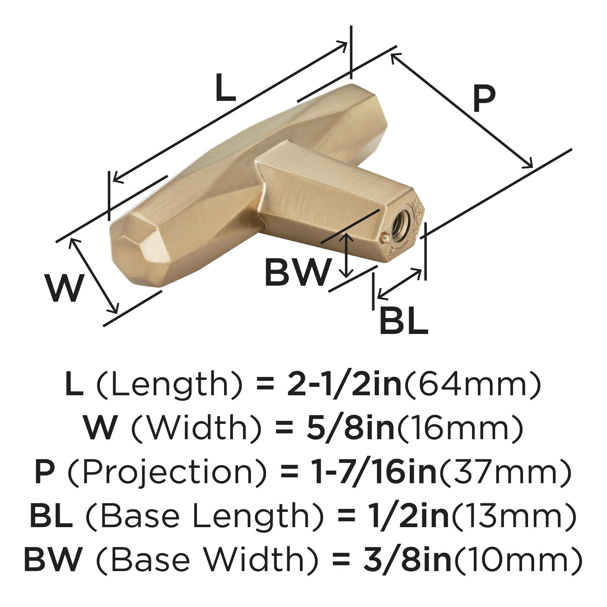 Amerock Cabinet Knob Champagne Bronze 2-1/2 inch (64 mm) Length St. Vincent 1 Pack Drawer Knob Cabinet Hardware
