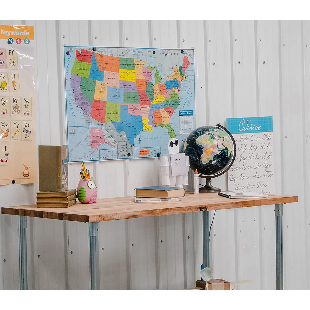 John Boos JNB09 High-Quality Maple Wood Top Work Table with Galvanized Steel Base, 60 x 30 1.5-Inches