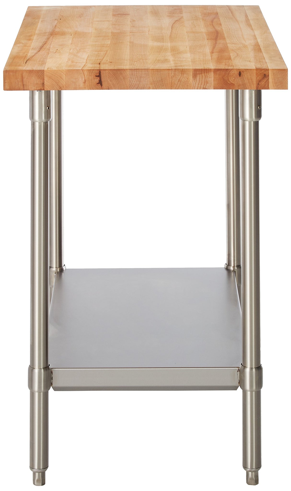 John Boos SNS01 Maple Top Work Table with Stainless Steel Base and Shelf, 36" x 24" 1-3/4"