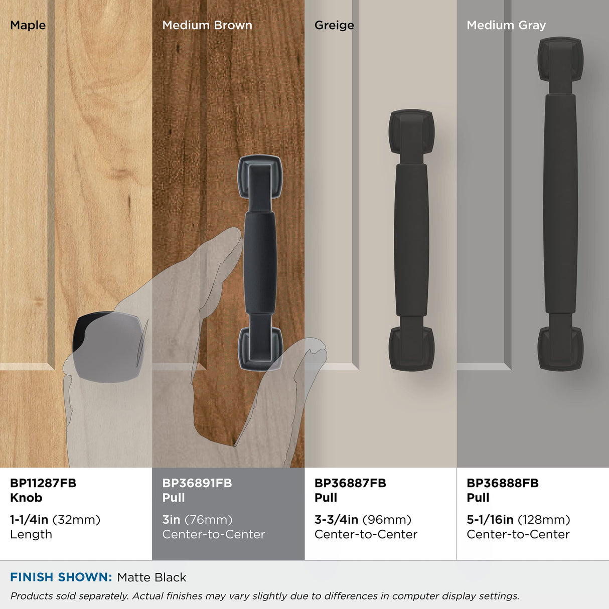 Amerock Cabinet Pull Matte Black 3 inch (76 mm) Center to Center Stature 1 Pack Drawer Pull Drawer Handle Cabinet Hardware
