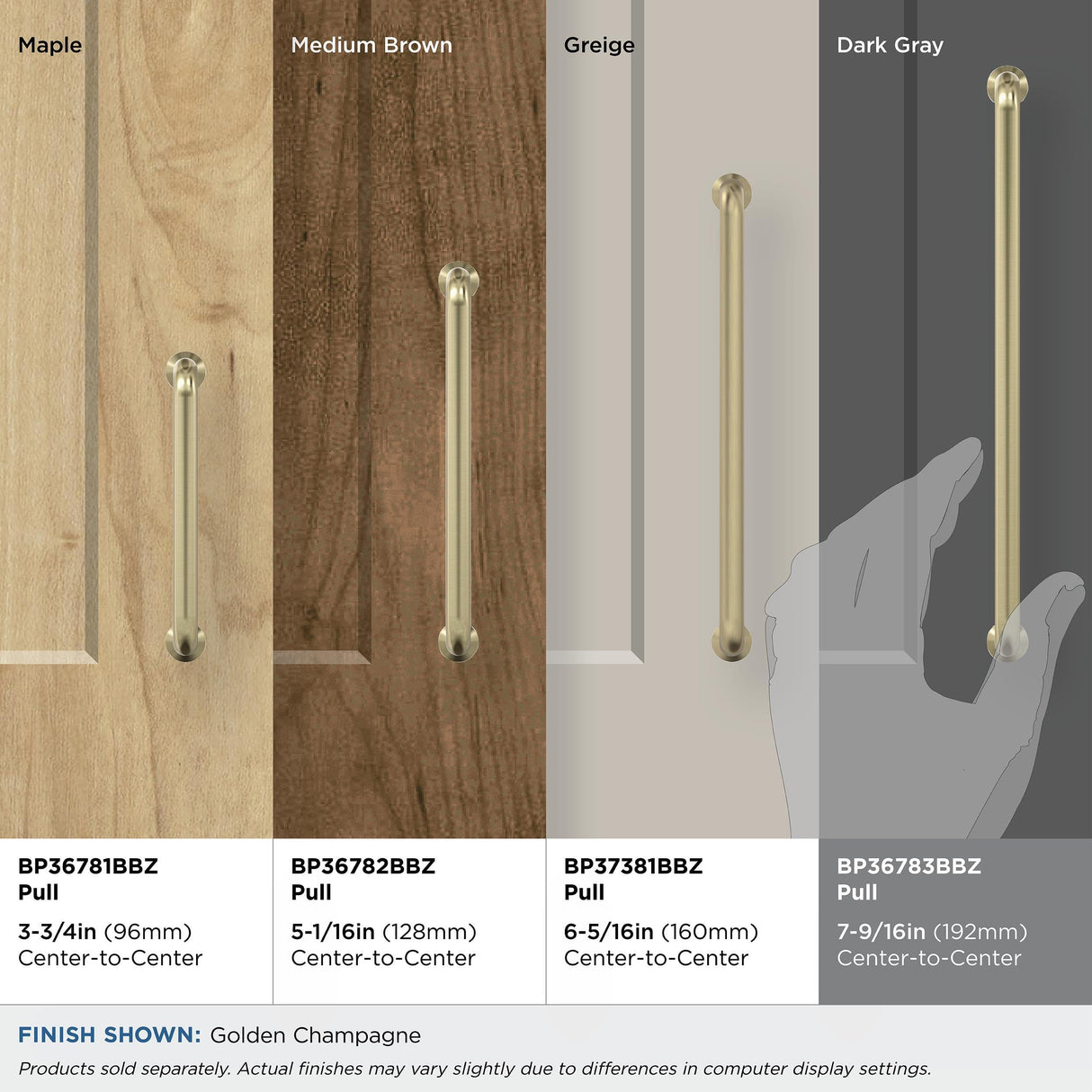 Amerock Cabinet Pull Golden Champagne 7-9/16 in (192 mm) Center-to-Center Drawer Pull Factor Kitchen and Bath Hardware Furniture Hardware