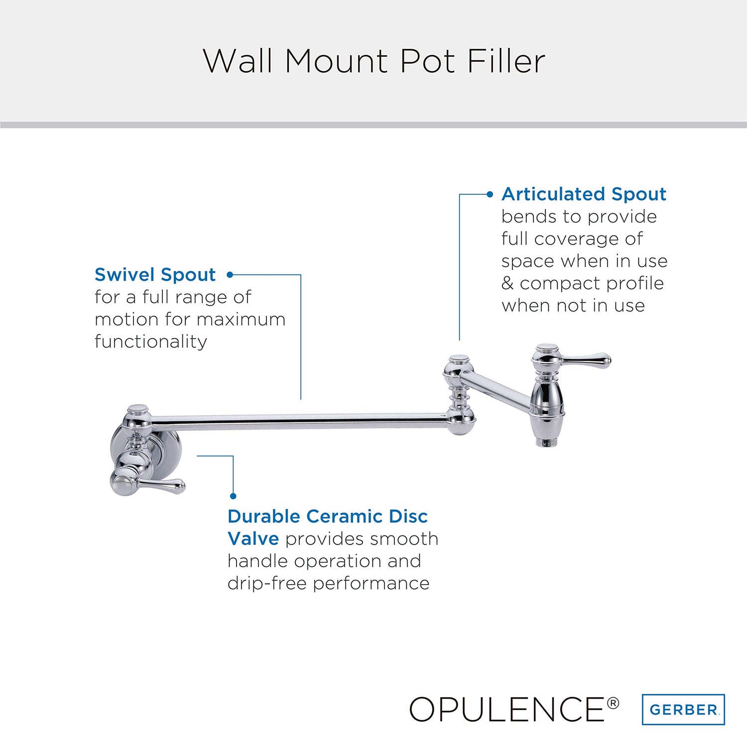 Gerber D205057 Chrome Opulence Wall Mount Pot Filler