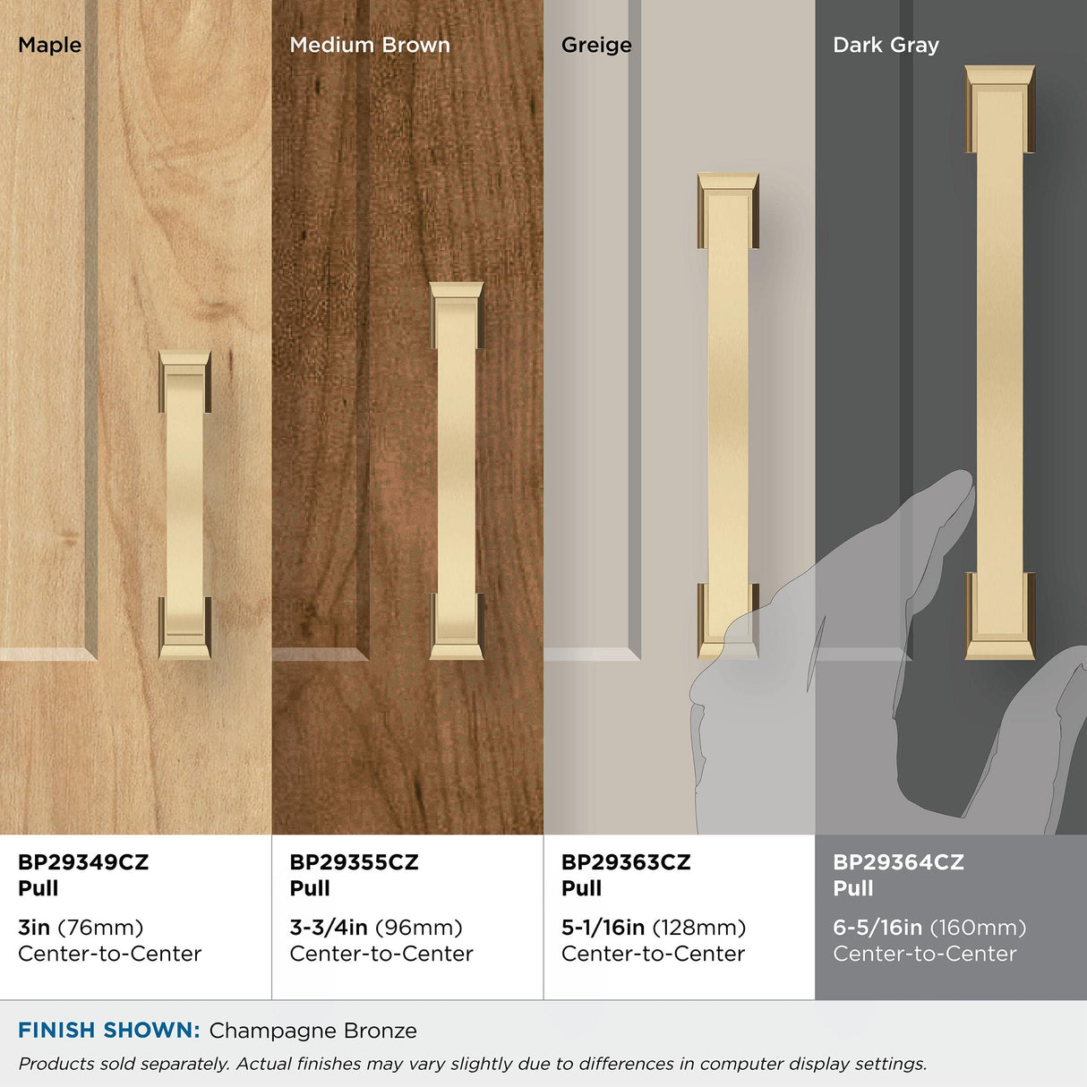 Amerock Cabinet Pull Champagne Bronze 6-5/16 in (160 mm) Center-to-Center Drawer Pull Candler Kitchen and Bath Hardware Furniture Hardware