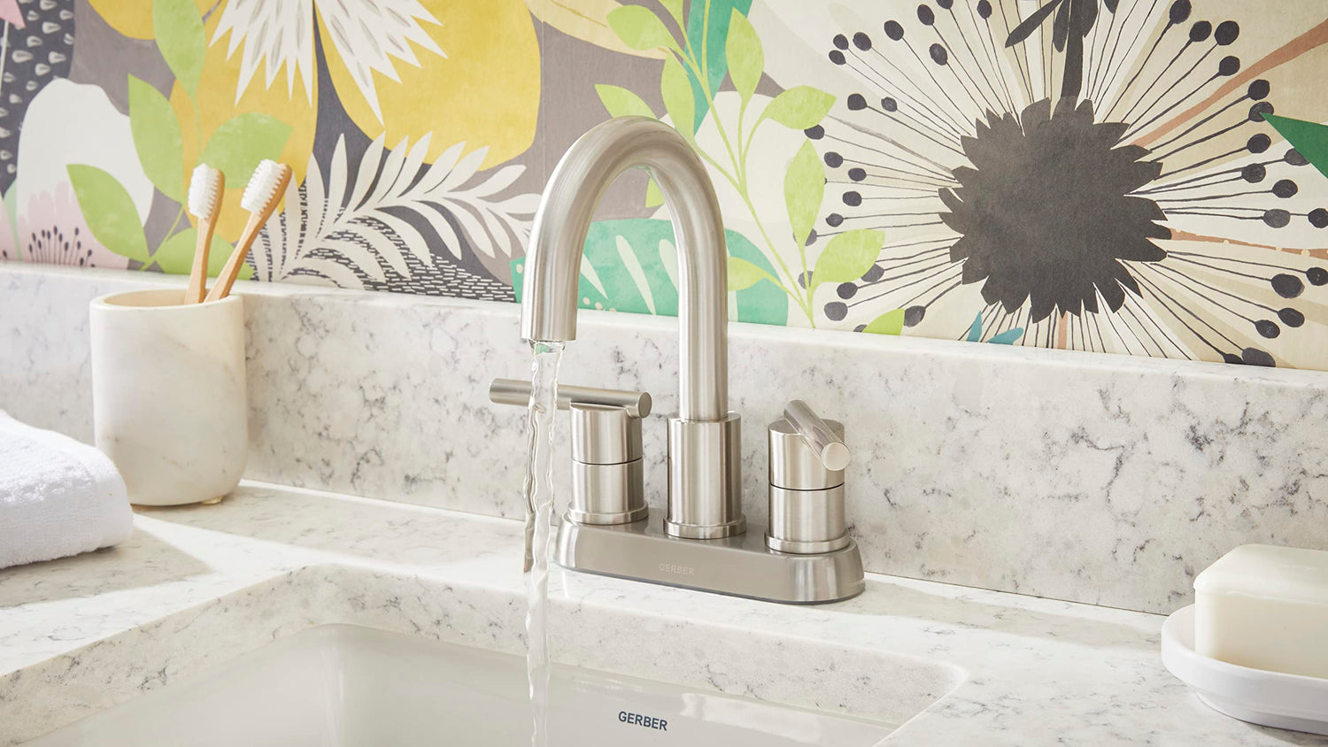 Gerber D307058BN Parma Two Handle Centerset Bathroom Faucet With Metal Touch DOWN...