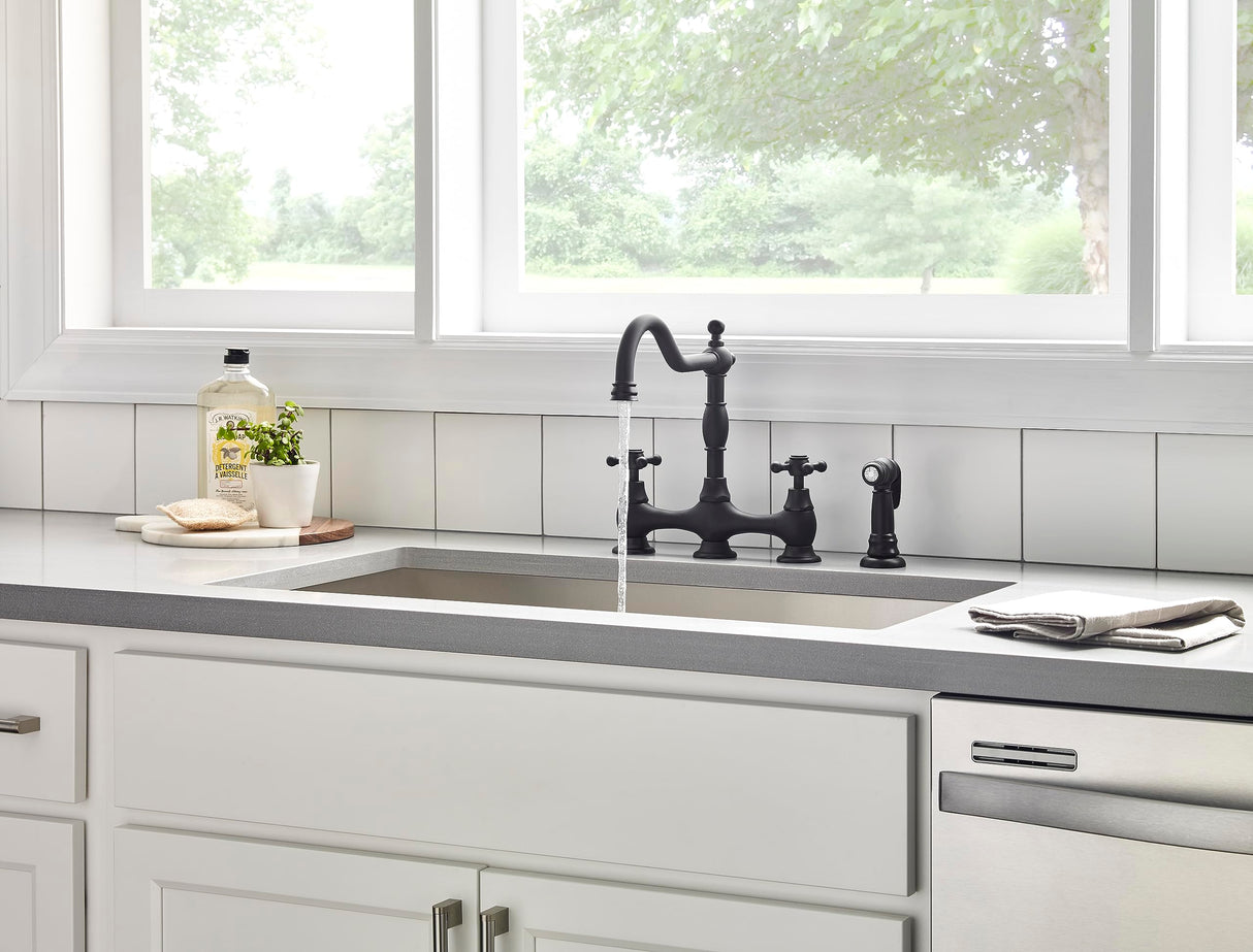 Gerber D404457BS Satin Black Opulence Two Handle Bridge Faucet