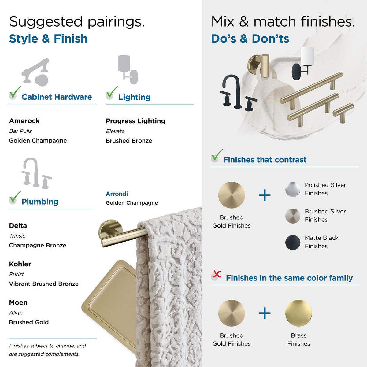 Amerock BH26541BBZ Golden Champagne Towel Ring 6-7/16 in (164 mm) Length Towel Holder Arrondi Hand Towel Holder for Bathroom Wall Small Kitchen Towel Holder Bath Accessories