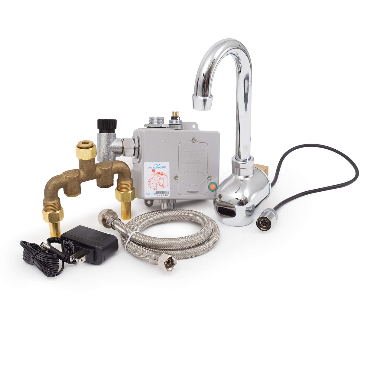 John Boos PBF-SEF3GLF Splash Mount-Hands Free 3" Goose Neck Faucet with Electronic Sensor for use PBHS-W-1410-1 and PBHS-W-1410-1-SSLR Hands Sinks