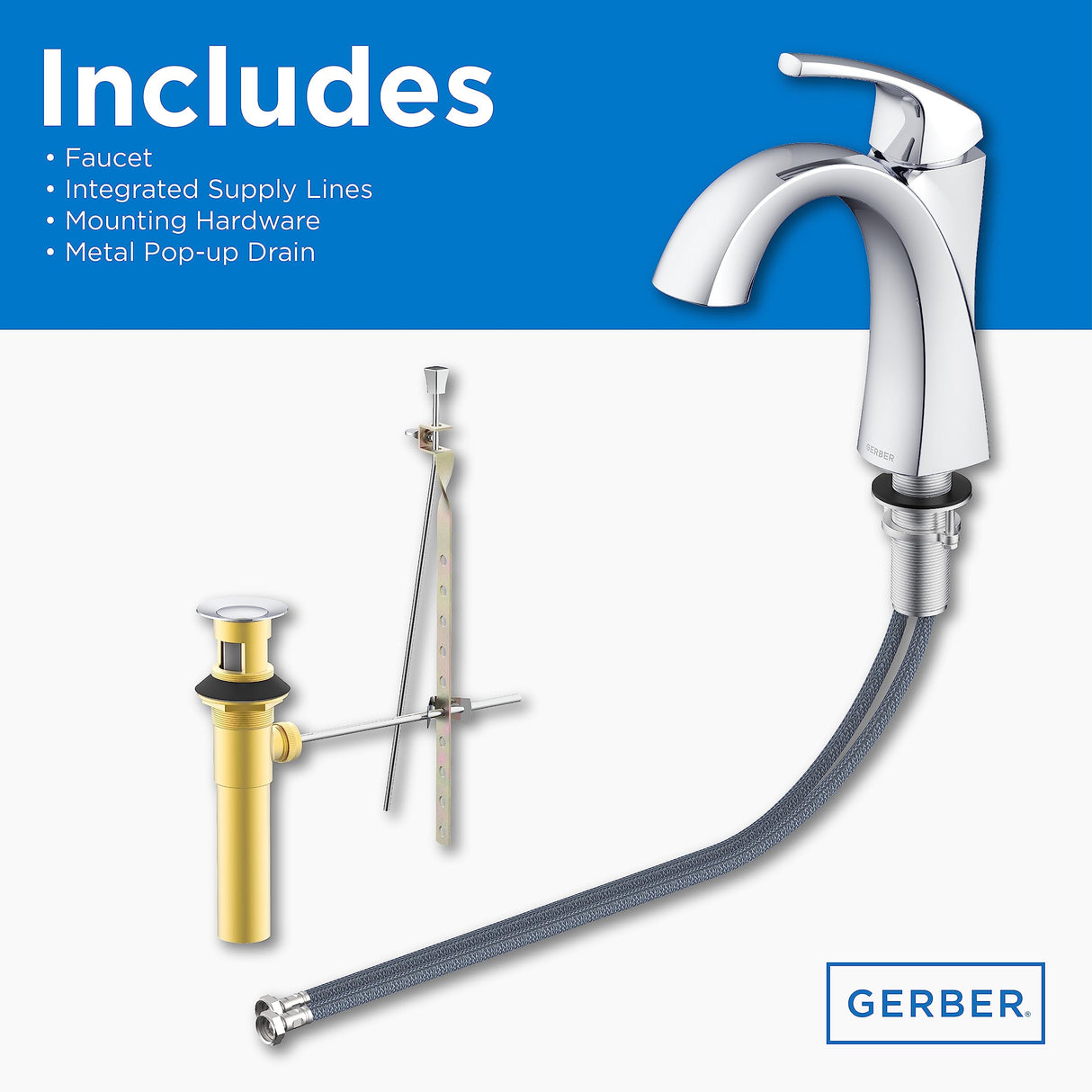 Gerber D225018 Chrome Vaughn Single Handle Lavatory Faucet