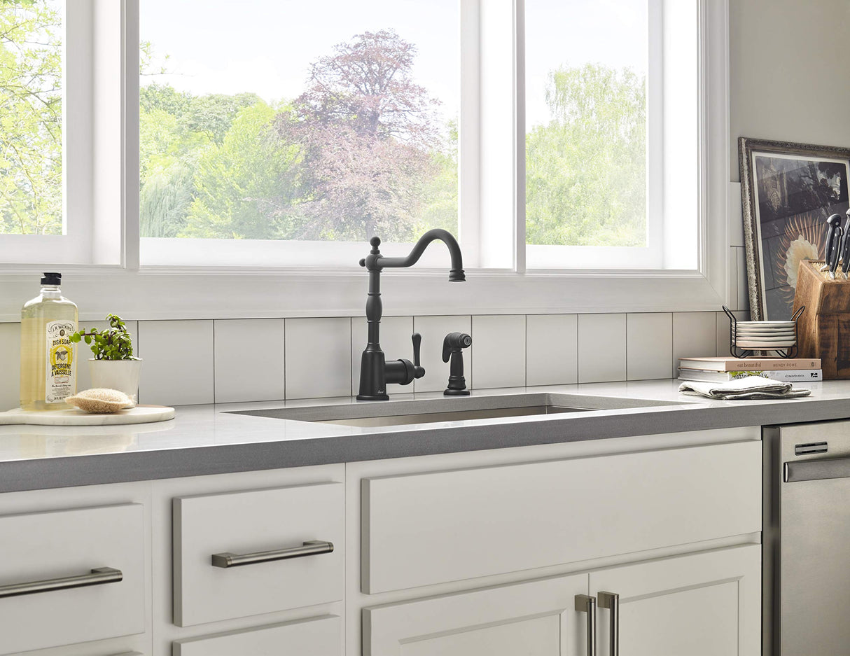 Gerber D401157BS Satin Black Opulence Single Handle Kitchen Faucet