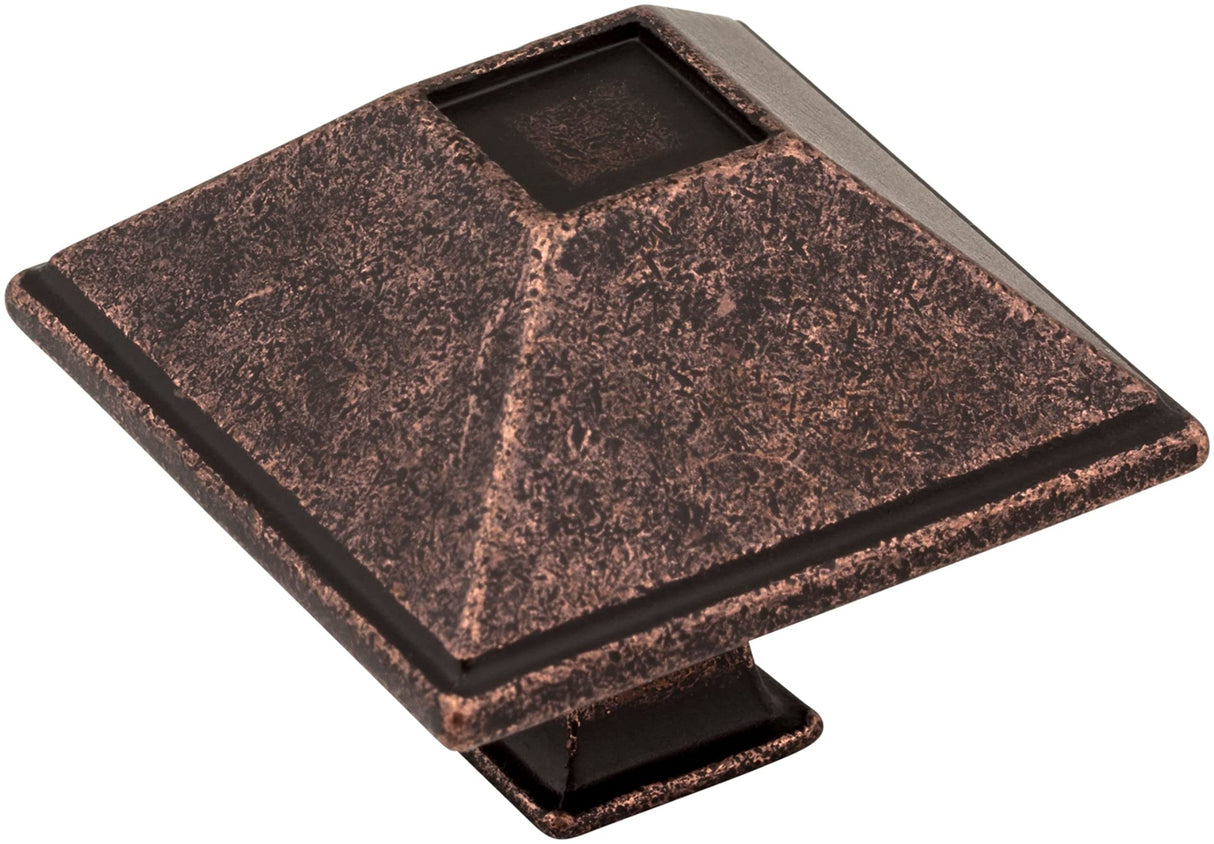 Jeffrey Alexander 602DMAC 1-1/2" Overall Length Distressed Oil Rubbed Bronze Square Tahoe Cabinet Knob