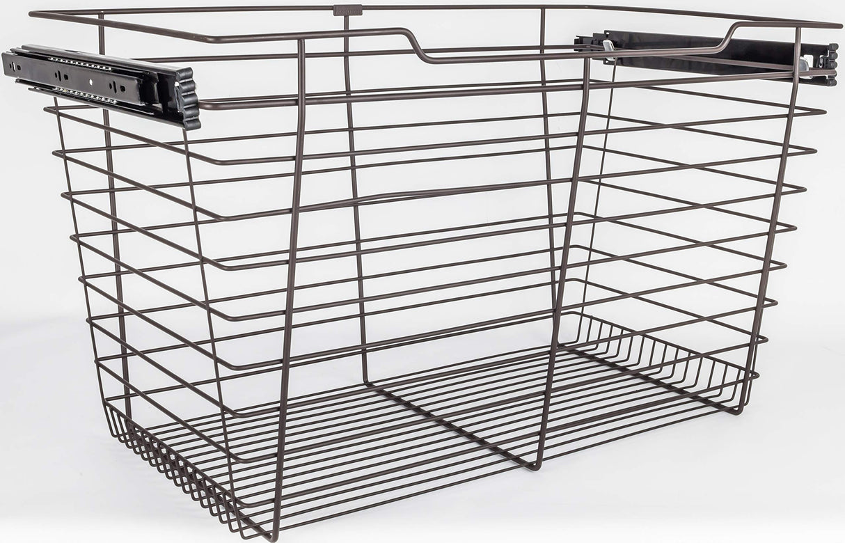 Hardware Resources POB1-142917ORB Dark Bronze Closet Pullout Basket with Slides 14"D x 29"W x 17"H