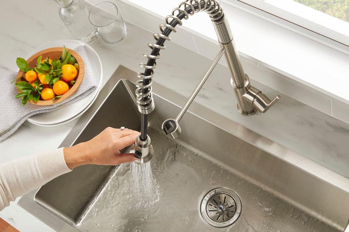 Gerber D454258SS Parma Pre-rinse Single Handle Spring Pull-down Kitchen Faucet - ...