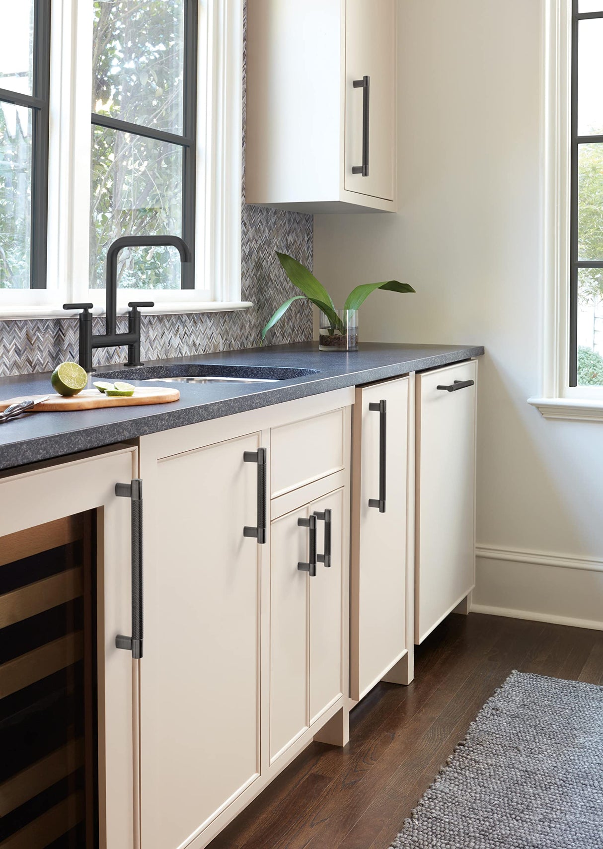 Amerock Kitchen Cabinet Pull Gunmetal 8 in (203 mm) Center-to-Center Bronx 1 Pack Furniture Hardware Cabinet Handle Bathroom Drawer Pull