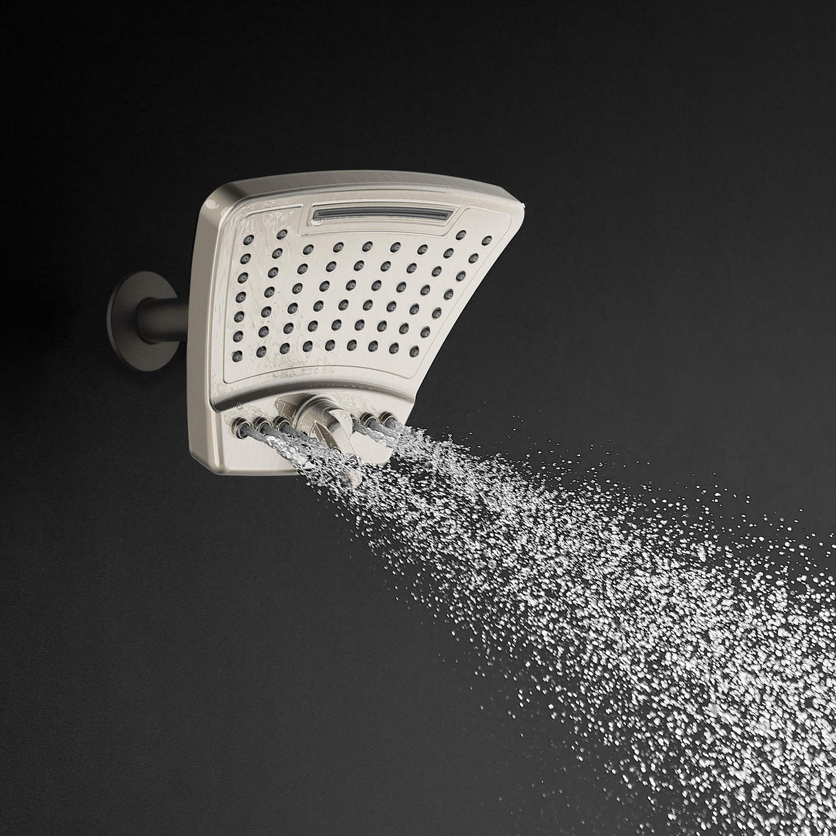 PULSE ShowerSpas 2056-BN PowerShot Air-Infused Curved 3-Pattern Showerhead, 8", Brushed Nickel Finish