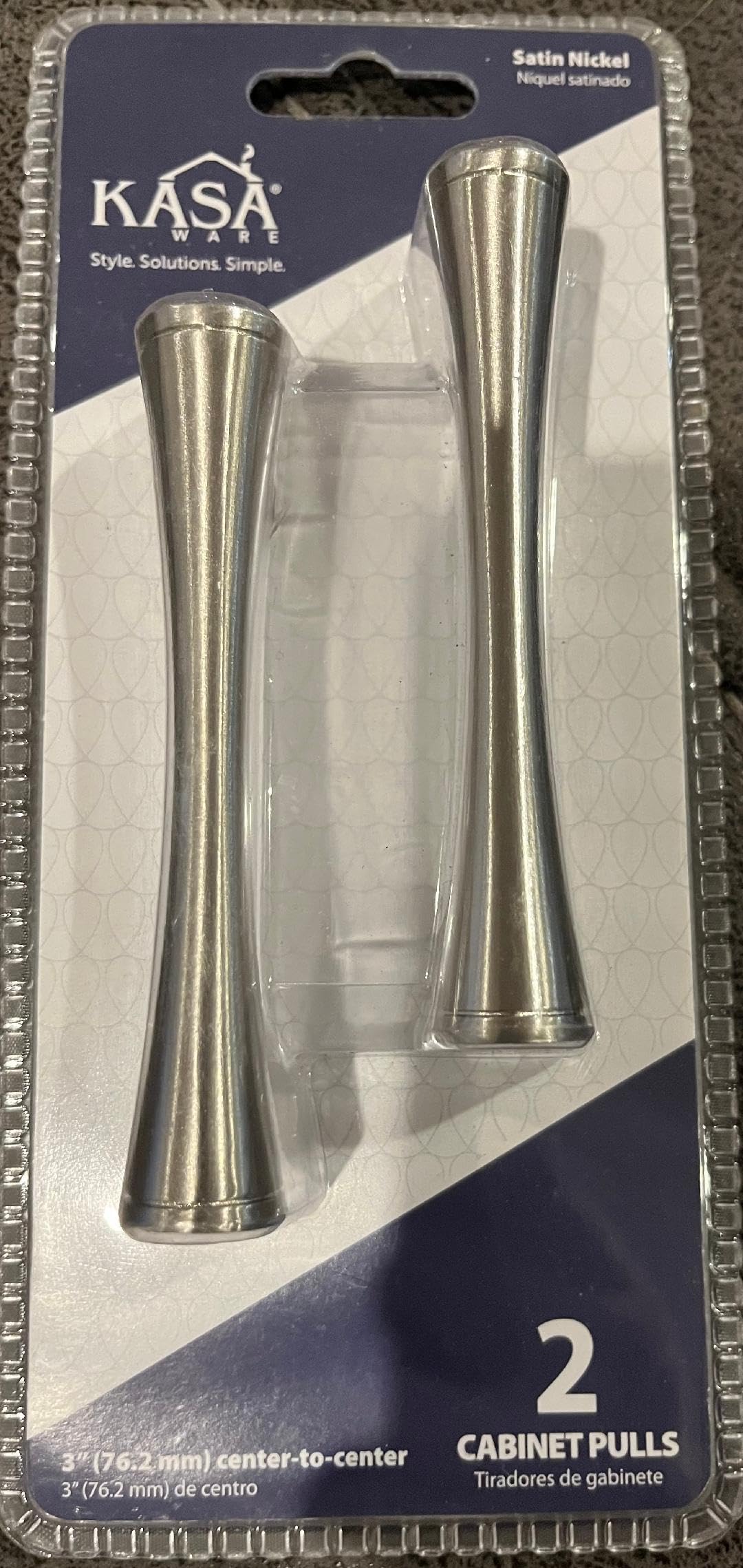 KasaWare K5123SN-2 4" Overall Length Fluted Bar Pull, 2-pack