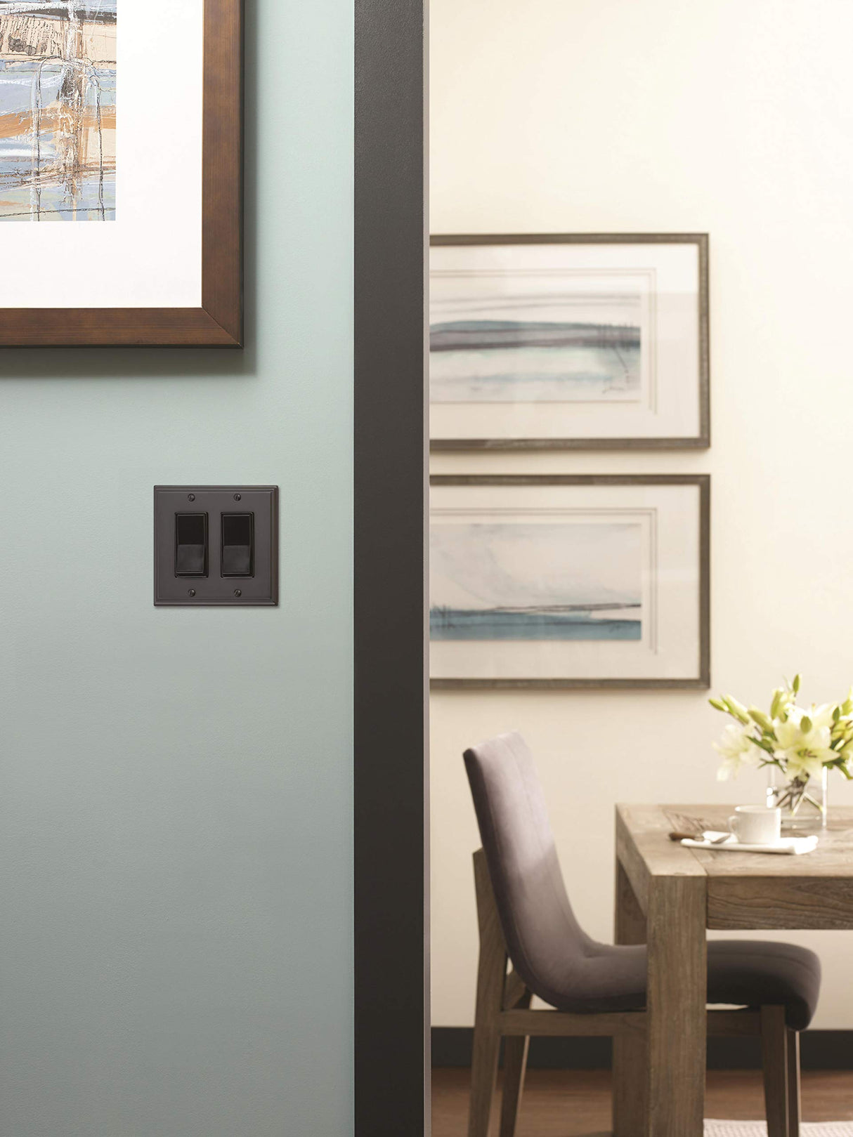Amerock Wall Plate Black Bronze 2 Rocker Switch Plate Cover Mulholland 1 Pack Decora Wall Plate Light Switch Cover