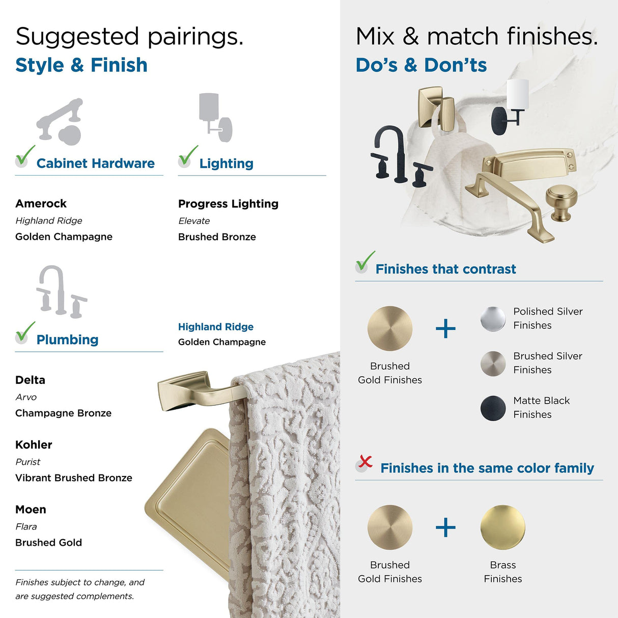 Amerock BH36013BBZ Golden Champagne Towel Bar 18 in (457 mm) Towel Rack Highland Ridge Bathroom Towel Holder Bathroom Hardware Bath Accessories