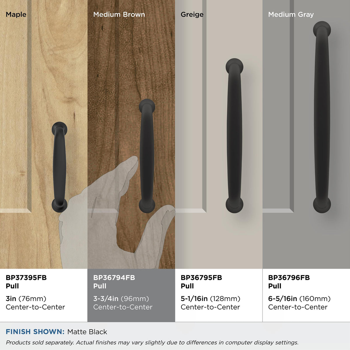 Amerock Cabinet Pull Matte Black 3-3/4 inch (96 mm) Center-to-Center Renown 1 Pack Drawer Pull Cabinet Handle Cabinet Hardware