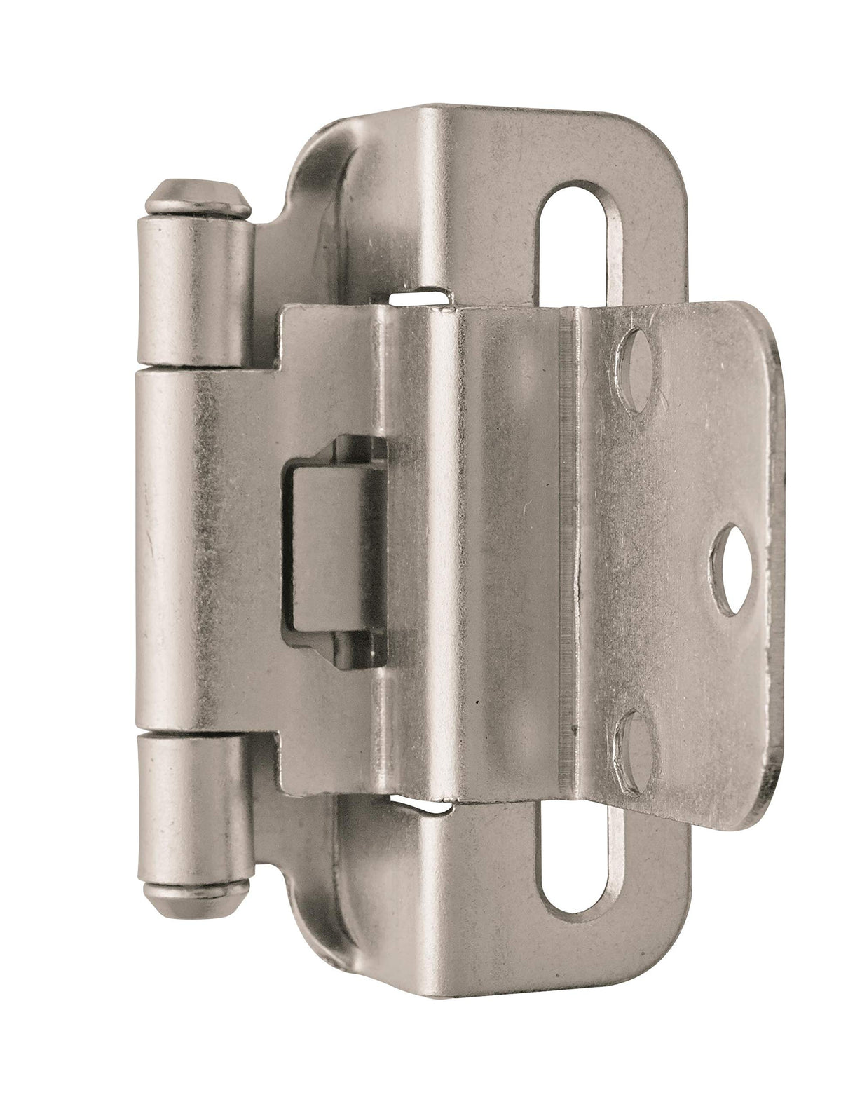 Amerock Cabinet Hinge 3/8 inch (10 mm) Inset Hinge Satin Nickel 2 Pack Self-Closing Hinge Partial Wrap Hinge Cabinet Door Hinge