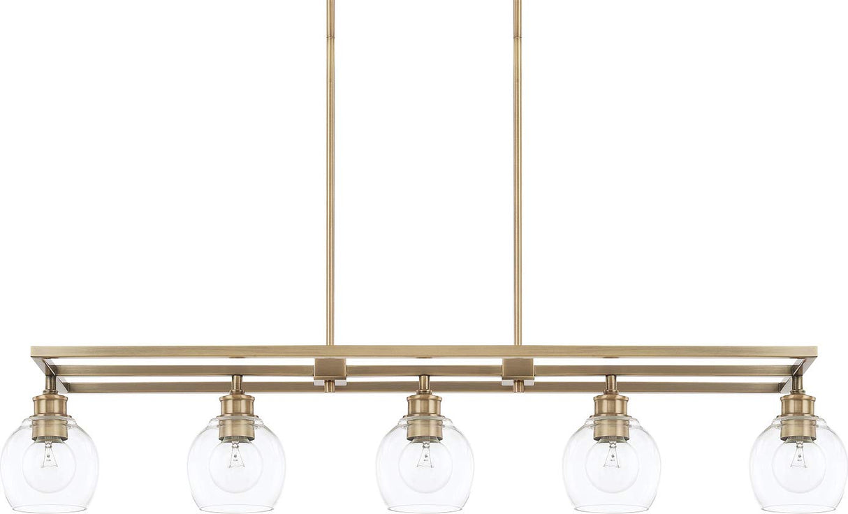 Capital Lighting 821151AD-426 Mid Century 5 Light Island Aged Brass