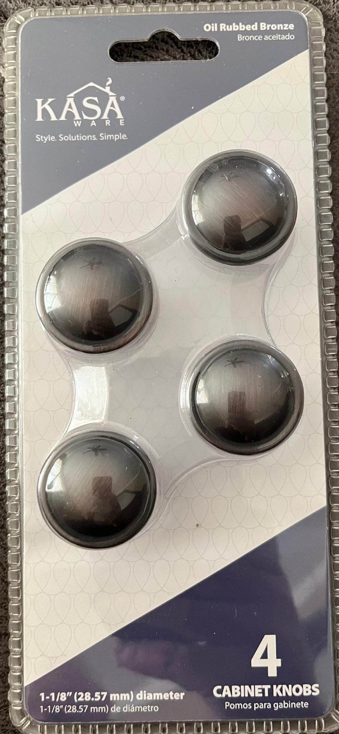 KasaWare K413BORB-4 1-1/8" Diameter Round Knob with Ring, 4-pack