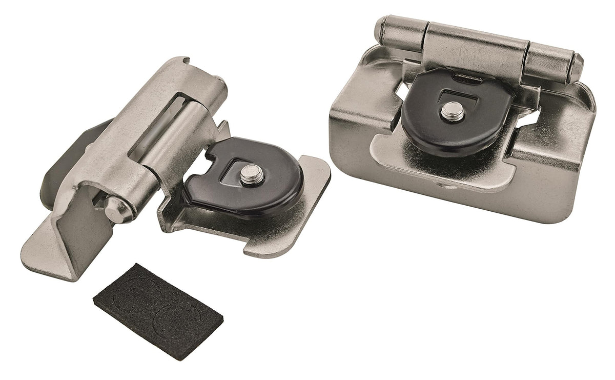 Amerock Double Demountable Cabinet Hinge 1/2 inch (13 mm) Overlay Hinge Satin Nickel 2 Pack Self-Closing Hinge Cabinet Door Hinge
