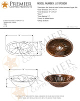 Premier Copper Products LO19FSBDB 19-Inch Oval Sunburst Under Mount Hammered Copper Sink, Oil Rubbed Bronze
