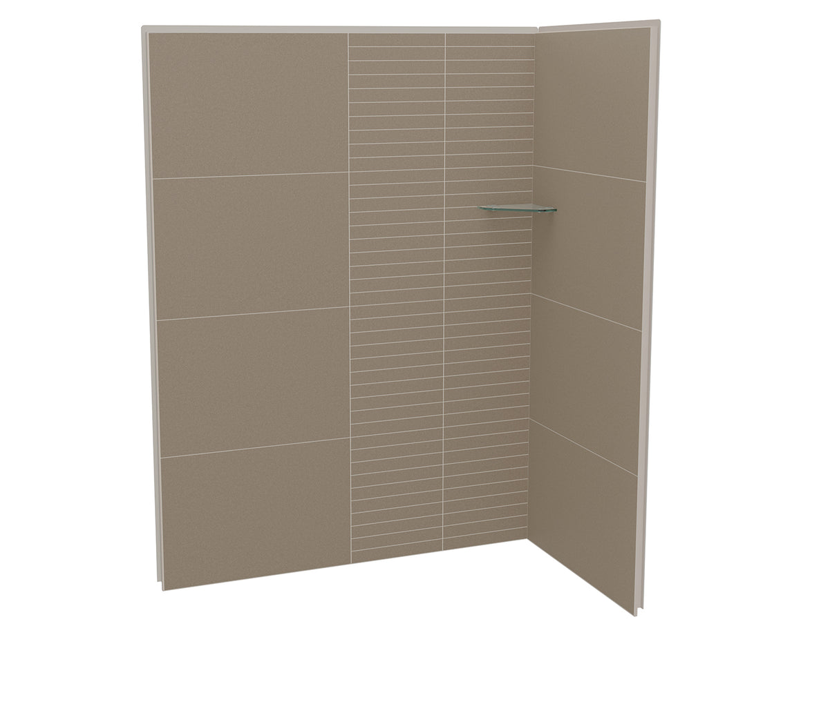 MAAX 107465-306-512 Utile 6032 Composite Direct-to-Stud Two-Piece Corner Shower Wall Kit in Erosion Taupe