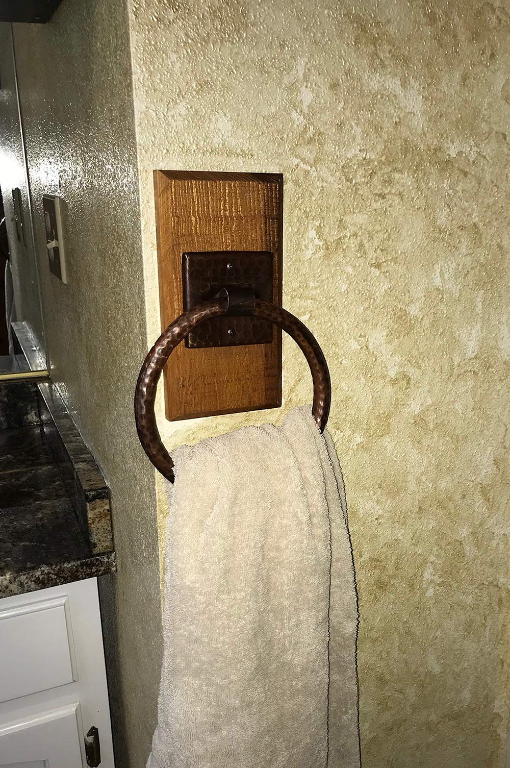 Premier Copper Products TR7DB 7-Inch Hand Hammered Copper Towel Ring, Oil Rubbed Bronze