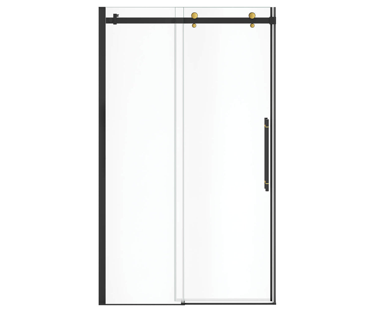MAAX 138460-900-380-000 Vela 44 ½-47 x 78 ¾ in. 8mm Sliding Shower Door for Alcove Installation with Clear glass in Matte Black and Brushed Gold