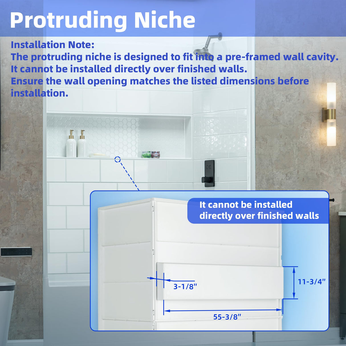 New England Home Goods 60” x 32” Four-Piece Direct-to-Stud Alcove Tub Surround with Left-Drain Hole Soaking Bathtub Combo in White