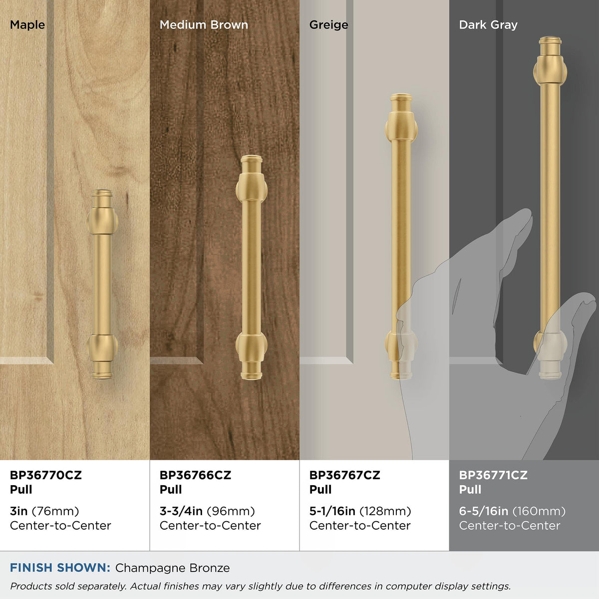 Amerock BP36771CZ Champagne Bronze Cabinet Pull 6-5/16 in (160 mm) Center-to-Center Cabinet Handle Winsome Drawer Pull Kitchen Cabinet Handle Furniture Hardware